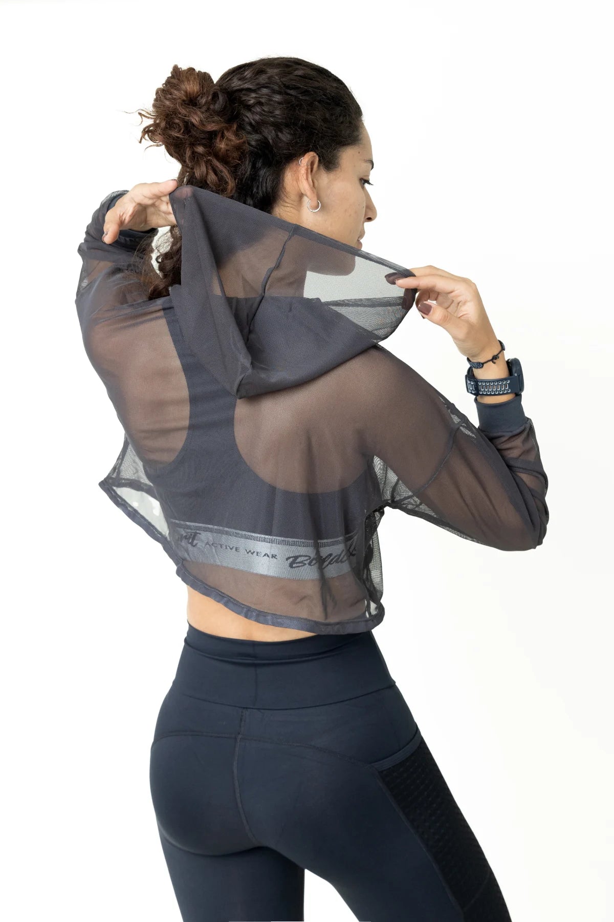 Women's Energy Silver Hoodie  Translucent Mesh Material - Bold&Grit