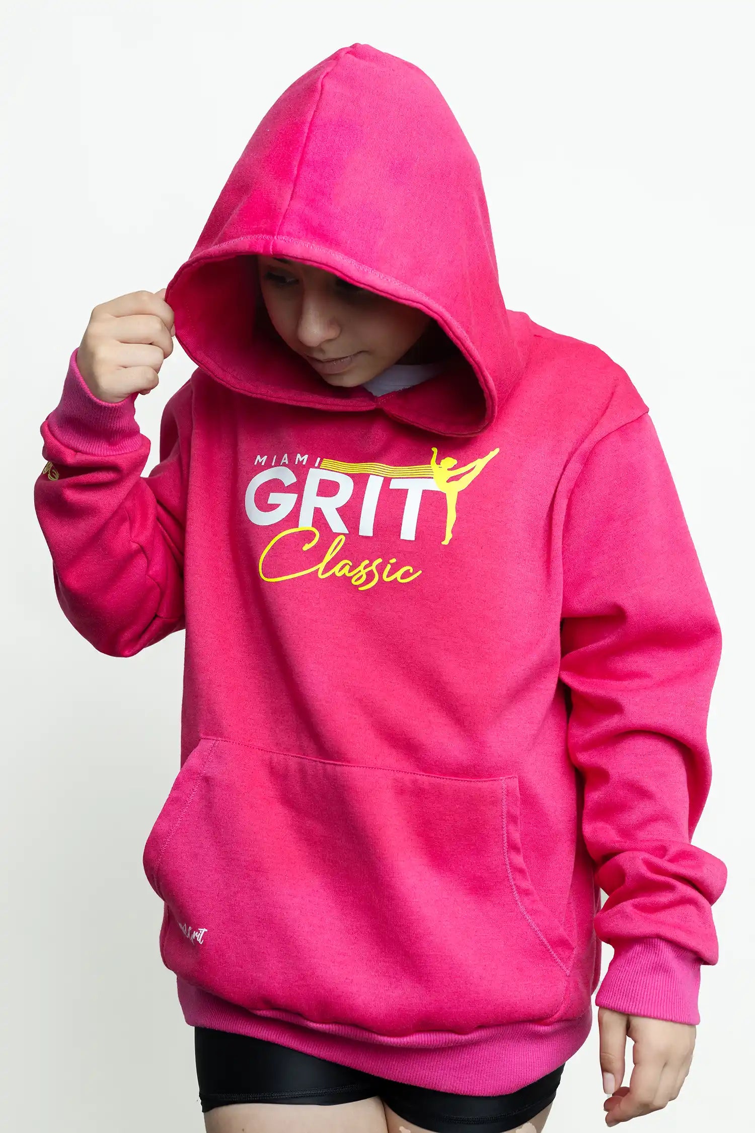 Pink full zip hoodie classic pant short sleeve campus tee high quality gradient glitter logo