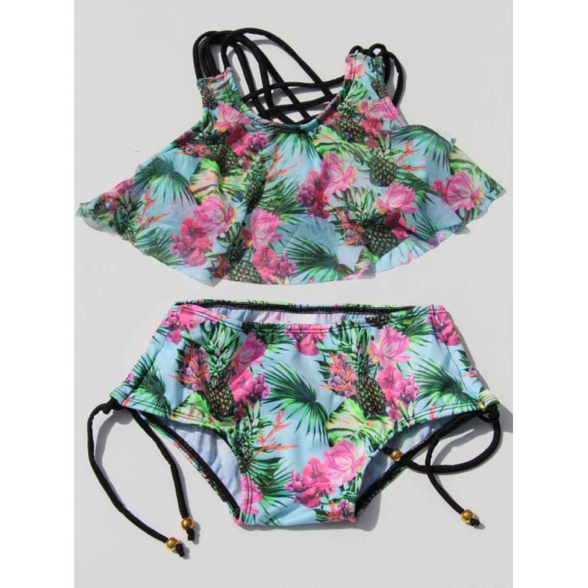Girl's Swimsuit Sport Fruit High Waist Bikini Set Bathing Suit